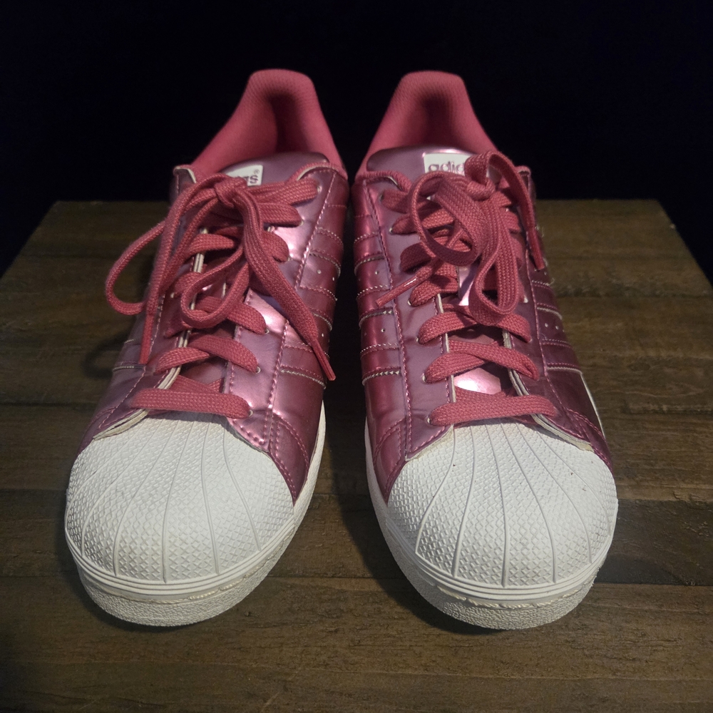 Pink and White Metalic Adidas Sneakers